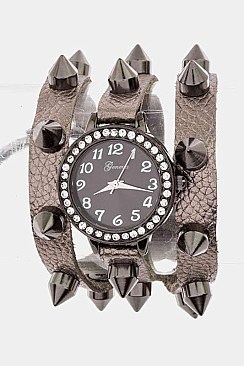 Fashionable Studded Wrap Watch LA-1923RG