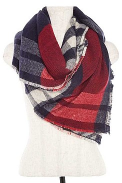 PLAID PRINTED BLANKET SCARF