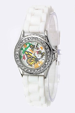 Fashionable Butterfly Dial Crystal  Watch LA 05-383