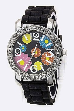 Trendy Spring Flowers Silicon Watch LA 05-1137FLW
