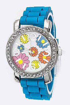 Trendy Spring Flowers Silicon Watch LA 05-1137FLW