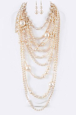 Lavish Mix Pearls Statement Necklace Set LACN0113