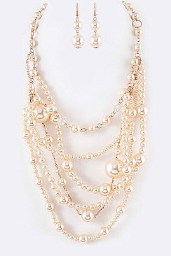 Lavish Mix Pearls Statement Necklace Set LACN0113