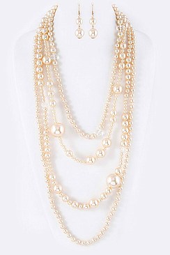 Lavish Mix Pearls Statement Necklace Set LACN0113