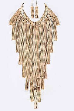 Posh Coil Chain Statement Necklace Set LACN0109Z