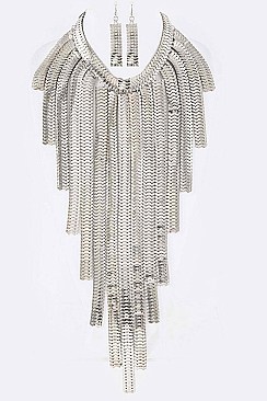 Posh Coil Chain Statement Necklace Set LACN0109Z