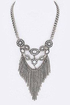 Posh Pearl & Crystal Fringe Chain Iconic Necklace LA12574