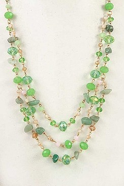 THREE TIER MIXED BEAD NECKLACE SET