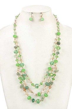 THREE TIER MIXED BEAD NECKLACE SET
