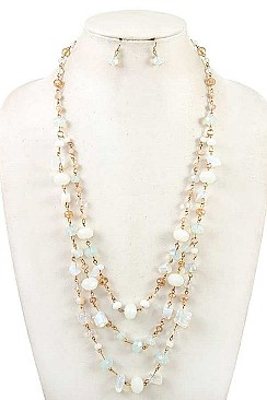 THREE TIER MIXED BEAD NECKLACE SET