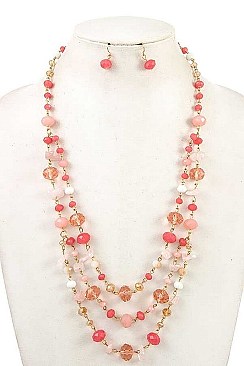 THREE TIER MIXED BEAD NECKLACE SET