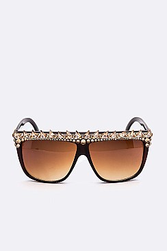 Austrian Crystal Retro Spiky Square Sunglasses LA14-MSG985-1