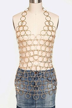 Stylish Ring Links Iconic Halter Bodychain LACN1979