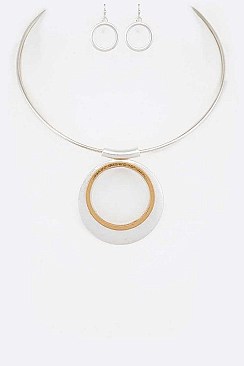 WIRED COLLAR METAL PENDANT NECKLACE SET
