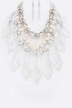 Lucite Drop Statement Necklace Set