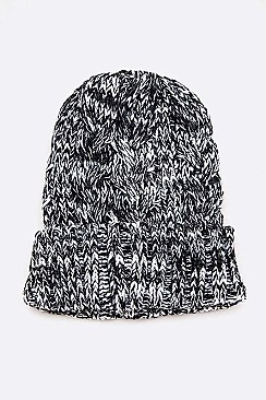 Pack of 12 Space Knit Raised Cable Cuffed Beanie