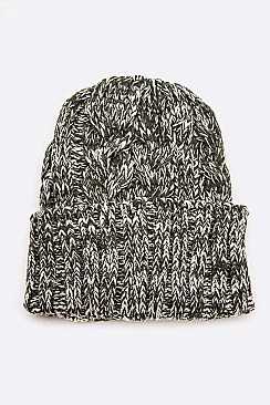 Pack of 12 Space Knit Raised Cable Cuffed Beanie