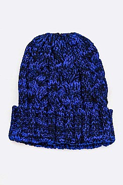 Pack of 12 Space Knit Raised Cable Cuffed Beanie
