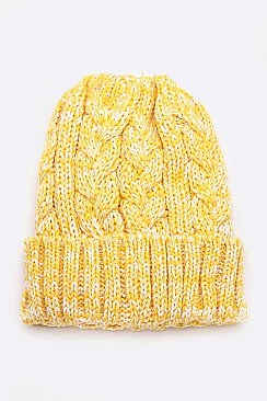 Pack of 12 Space Knit Raised Cable Cuffed Beanie