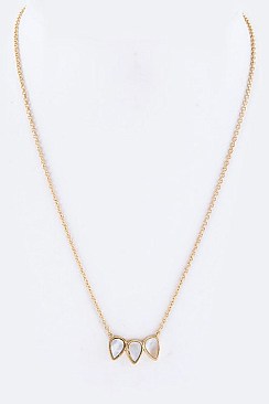 Posh Triple Pearl Teardrops Pendant Necklace LAON6081