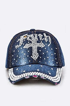 CRYSTAL EMBELLISHED FAITH CAP