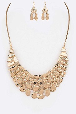 COLLAR PEBBLE METAL STATEMENT NECKLACE SET