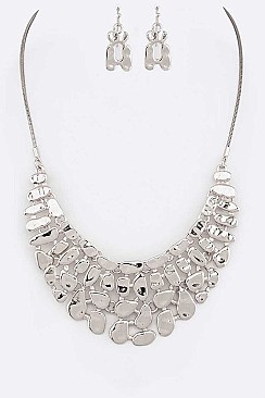 COLLAR PEBBLE METAL STATEMENT NECKLACE SET