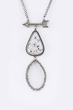 Stylish Arrow & Stone Pendant Necklace LA12275