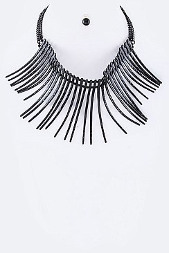 Iconic Metal Bars Collar Necklace Set LA-PS3086
