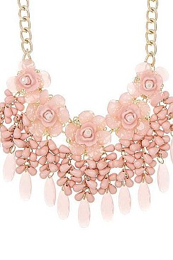 FLORAL LUCITE BIB NECKLACE SET