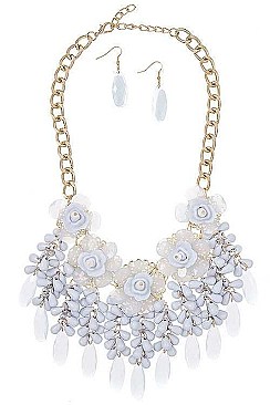 FLORAL LUCITE BIB NECKLACE SET