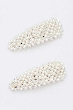 LARGE ALLIGATOR PEARLS HAIR CLIP SET