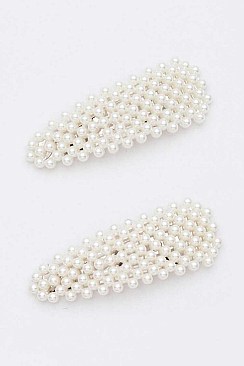 LARGE ALLIGATOR PEARLS HAIR CLIP SET