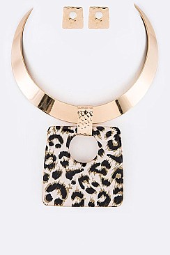 Modern Animal Print Collar With Earrings LA-0871