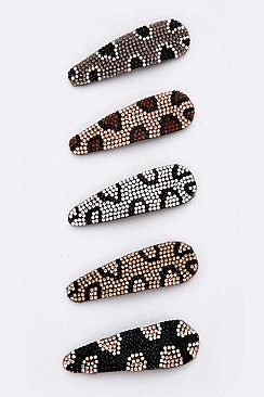 CRYSTAL ANIMAL PRINTED SNAP CLIP SET