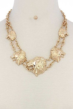 CLASSY LION HEADS FASHION NECKLACE SET JY-MS-8571