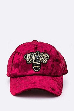 DISTRESSED GOLDEN BEE PATCH VELOUR CAP