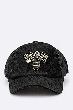 DISTRESSED GOLDEN BEE PATCH VELOUR CAP