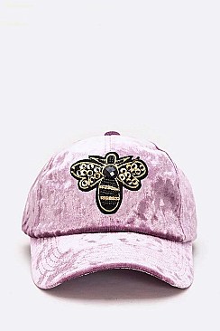 DISTRESSED GOLDEN BEE PATCH VELOUR CAP
