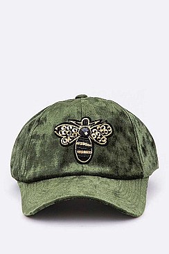 DISTRESSED GOLDEN BEE PATCH VELOUR CAP