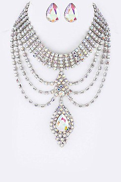 Classy Statement Rhinestone Necklace Set LA-GNE2047