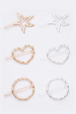 MIXED SHAPE BARRETTE HAIR CLIP SET