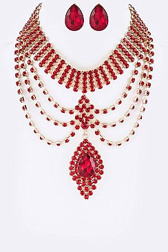 Classy Statement Rhinestone Necklace Set LA-GNE2047