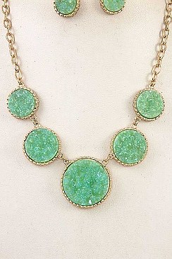 FAUX DRUZY STONE LINK NECKLACE SET