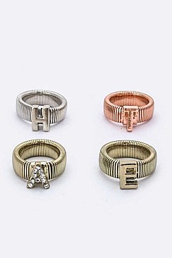 Set of (4Pieces) H.A.T.E. Tri-Tone Stretch Rings LAYRHJ2474