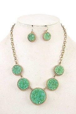FAUX DRUZY STONE LINK NECKLACE SET