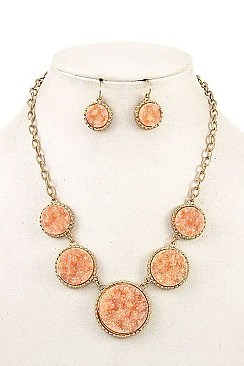 FAUX DRUZY STONE LINK NECKLACE SET