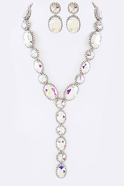 Chic Crystal Iconic Long Drop Necklace Set LA-GNE2048