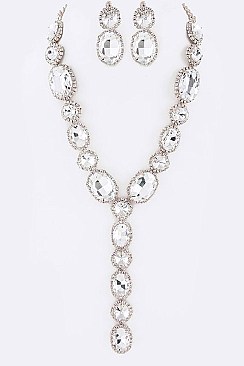 Chic Crystal Iconic Long Drop Necklace Set LA-GNE2048