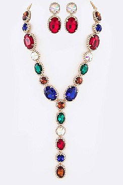 Chic Crystal Iconic Long Drop Necklace Set LA-GNE2048